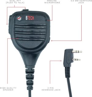 QHM22D Dual PTT Speaker Mic IP54 - Kenwood K-Type Plug